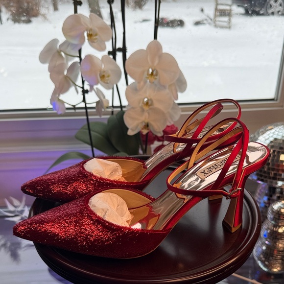 Badgley Mischka Red Lyric Plush Ankle Straps - Picture 12 of 13